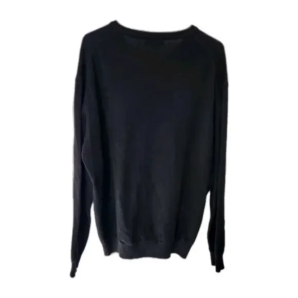 Luigi Baldo Black V-Neck Cashmere Sweater Men's Size XL Golf Made in Italy